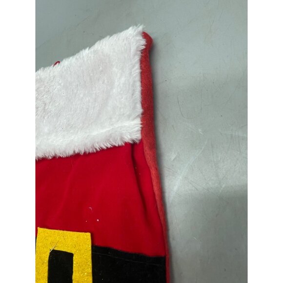 Christmas stocking belt valet felt red foe fur white puff balls 17" READ - Picture 2 of 7